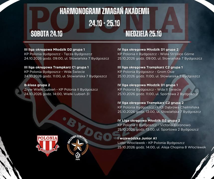 Harmonogram meczów ligowych Akademii ⚪🔴 Nasi najmłodsi zawodnicy rozegrają ostatnią kolejkę rozgrywek Od Pasji Do…